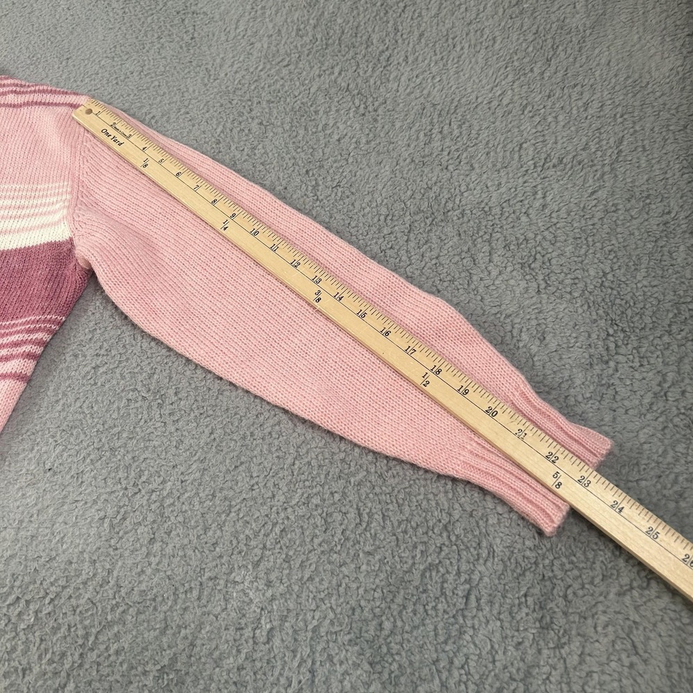 Vintage Mi Ki Sweater Womens 44 Pink Plaid Wool Blend Crewneck Knit Pullover - Picture 10 of 15